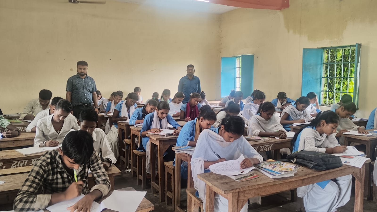 Students taking the 2025 scholarship examination in Barhara